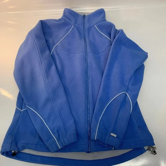 Columbia Fleece Jacket Woman Blue Large Full Zip Pockets Interchange Active H102 - Picture 7 of 11